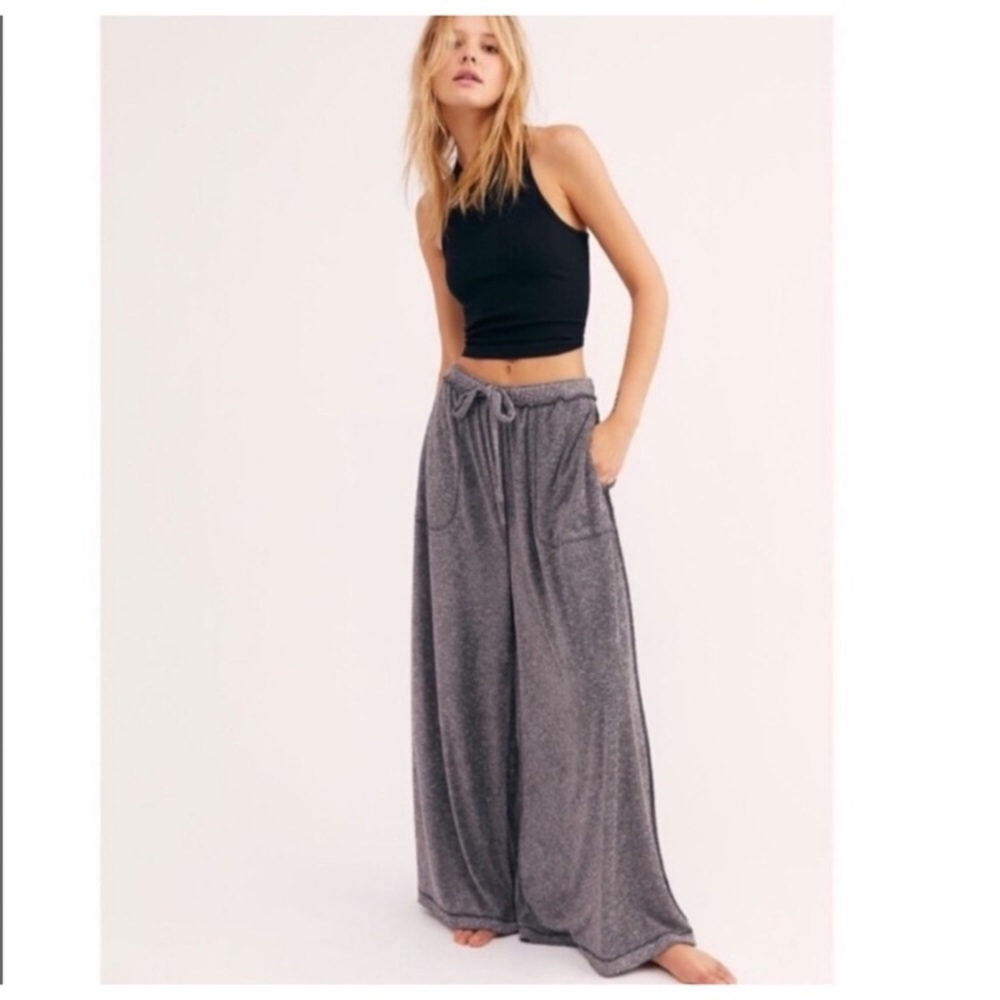 Free People NWT Maxi Wide Leg Pants Small Black